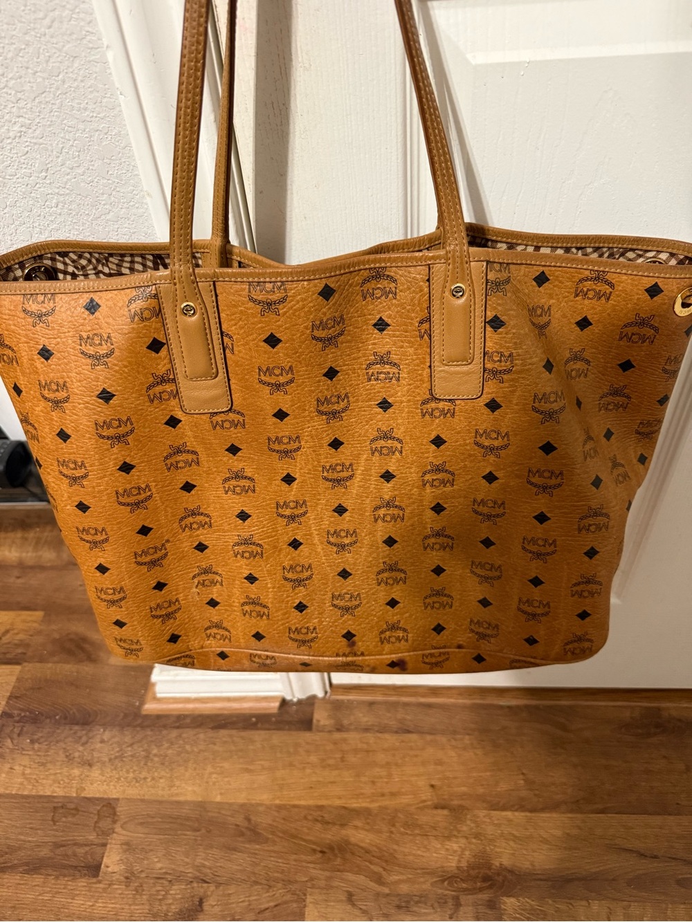 MCM Visetos Tan Logo Tote